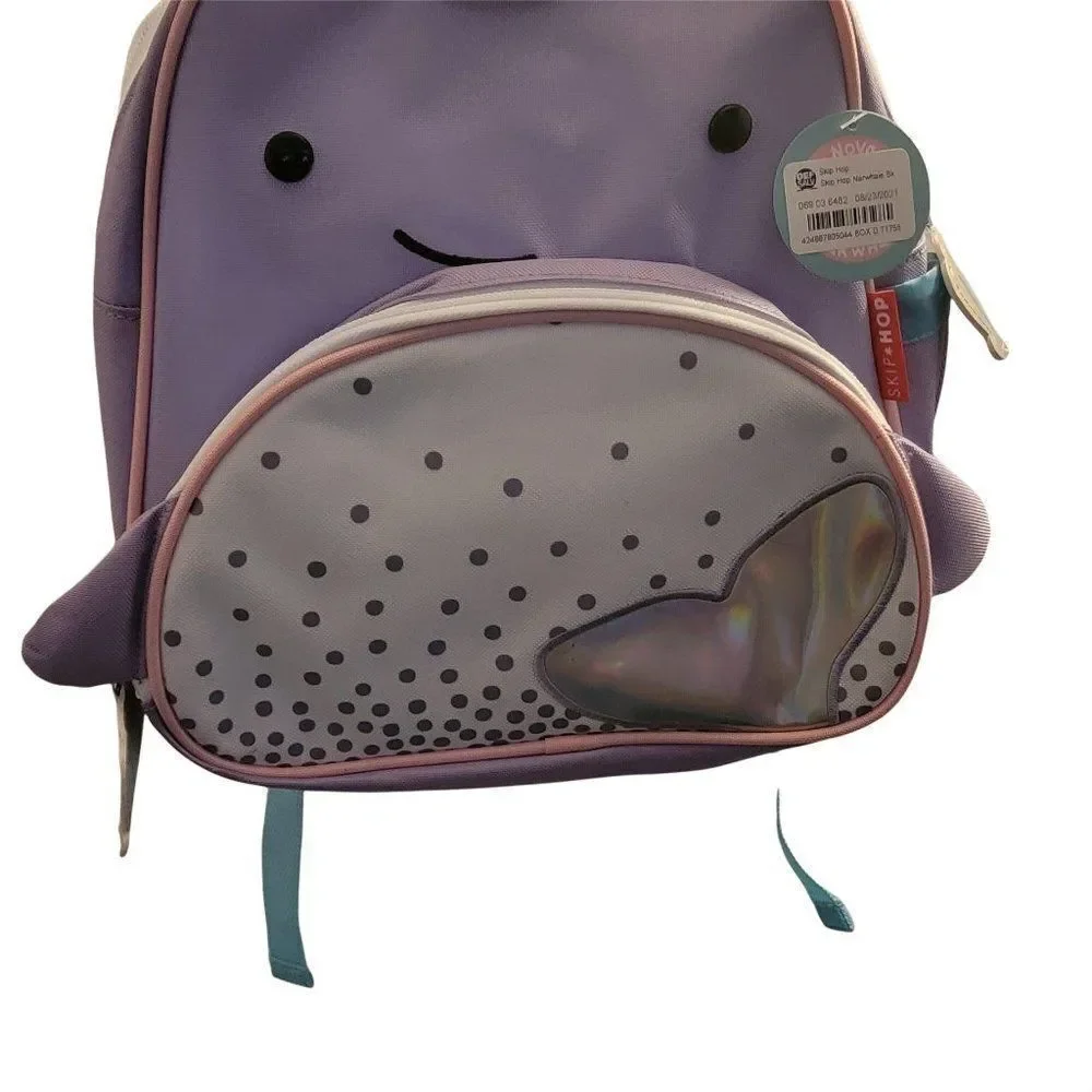 Skip Hop Unisex Kids Purple Narwhale Zoo Adjustable Strap Outer Pocket Backpack